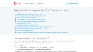 
                            6. Opera accounts - Frequently-asked questions | Opera