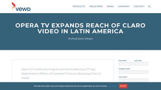 
                            10. Opera TV Expands Reach of Claro video in Latin America - Vewd