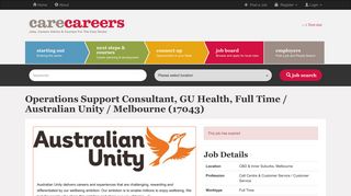 
                            12. Operations Support Consultant, GU Health, Full Time ... - Care Careers