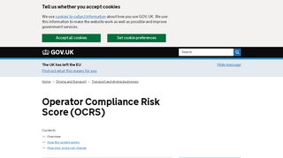 
                            2. Operator Compliance Risk Score (OCRS) - GOV.UK
