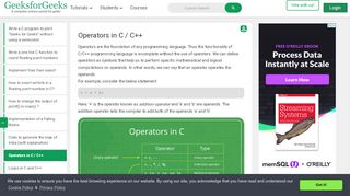 
                            7. Operators in C / C++ - GeeksforGeeks