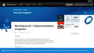 
                            3. Opgelost: Wachtwoord + Geboortedatum vergeten - PlayStation Forum