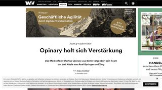 
                            2. Opinary holt sich Verstärkung | W&V