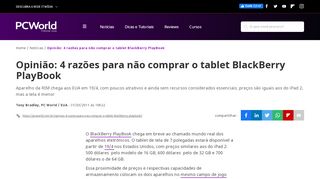 
                            10. Opinião: 4 razões para não comprar o tablet BlackBerry PlayBook ...