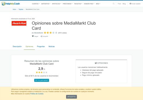 
                            7. Opiniones sobre MediaMarkt Club Card de MediaMarkt | HelpMyCash ...