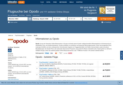 
                            2. Opodo - Flug-Shop, Flüge und Billigflüge online buchen - Idealo.Flug