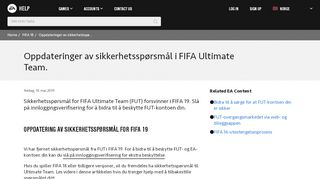 
                            9. Oppdateringer av sikkerhetsspørsmål i FIFA Ultimate Team. - EA Help