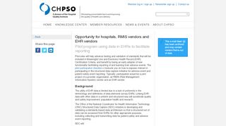 Opportunity for hospitals, RMIS vendors and EHR vendors - CHPSO