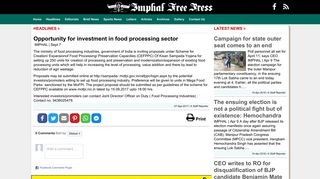 
                            8. Opportunity for investment in food processing sector - Imphal Free Press