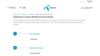 
                            10. Oppsett av E-post Bedrift på Sony Xperia - Bedrift - Telenor