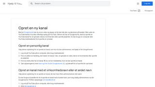 
                            3. Opret en ny kanal - Hjælp til YouTube - Google Support