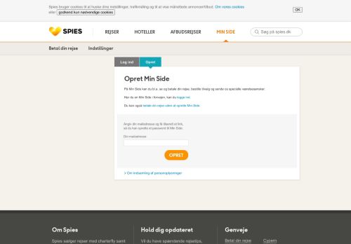 
                            7. Opret Min side på spies.dk | Spies Rejser