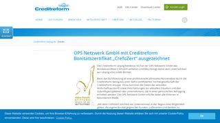 
                            12. OPS Netzwerk GmbH mit Creditreform Bonitätszertifikat „CrefoZert ...