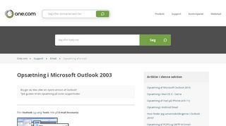 
                            5. Opsætning i Microsoft Outlook 2003 – Support | One.com