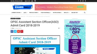 
                            11. OPSC Assistant Section Officer(ASO) Admit Card 2018 | Exams Daily