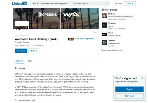 
                            7. OPSkins.com / Worldwide Asset eXchange (WAX) | LinkedIn