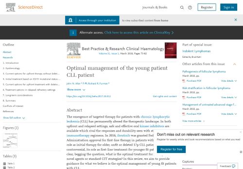 
                            11. Optimal management of the young patient CLL patient - ...