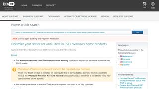 
                            12. Optimize your device for Anti-Theft in ESET Windows home products ...