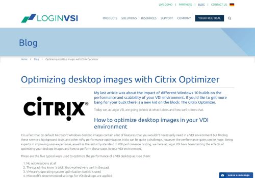 
                            6. Optimizing desktop images with Citrix Optimizer - Login VSI