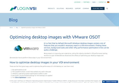 
                            2. Optimizing desktop images with VMware OSOT - Login VSI