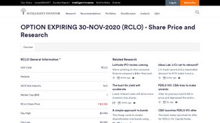 
                            1. OPTION EXPIRING 30-NOV-2020 (ASX:RCLO) - Shares, Dividends ...