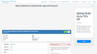 
                            2. Option GlobeSurfer Default Router Login and Password - Clean CSS