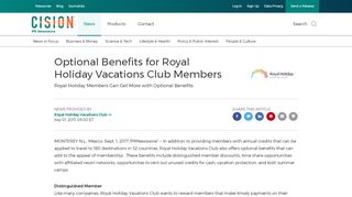 
                            9. Optional Benefits for Royal Holiday Vacations Club Members