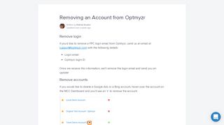 
                            7. Optmyzr — How to remove a PPC account from Optmyzr?