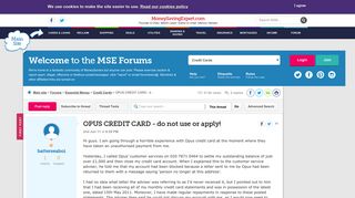 
                            7. OPUS CREDIT CARD - do not use or apply! - MoneySavingExpert.com Forums