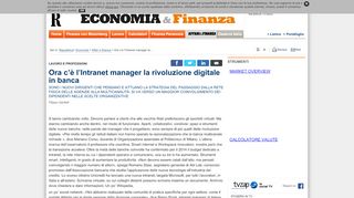 
                            10. Ora c'è l'Intranet manager la rivoluzione digitale in banca - Repubblica.it