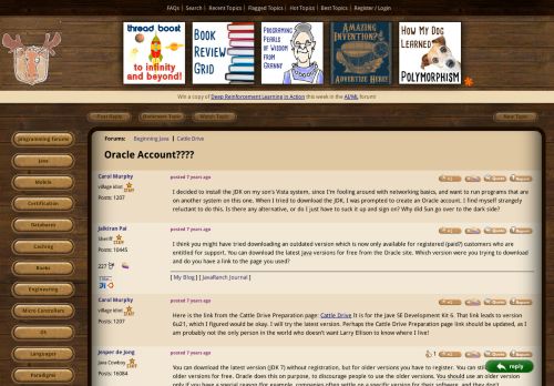 
                            7. Oracle Account???? (Beginning Java forum at Coderanch)