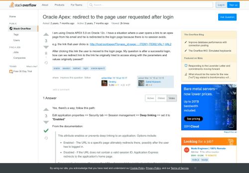 
                            2. Oracle Apex: redirect to the page user requested after login ...