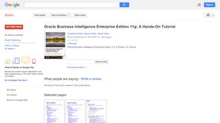 
                            8. Oracle Business Intelligence Enterprise Edition 11g: A Hands-On Tutorial