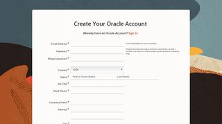 
                            5. Oracle | Create Account