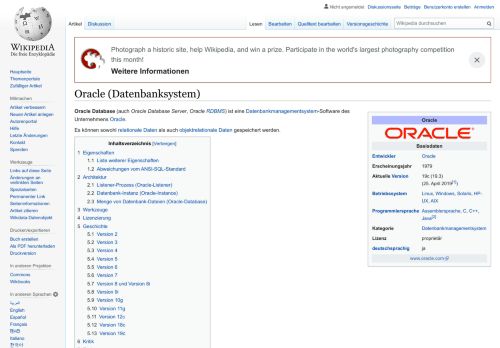 
                            11. Oracle (Datenbanksystem) – Wikipedia