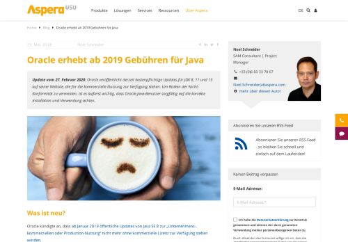
                            13. Oracle erhebt ab 2019 Gebühren für Java | Blog | Aspera
