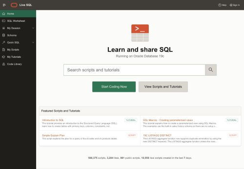 
                            8. Oracle Live SQL