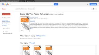 
                            8. Oracle SQL*Plus Pocket Reference: A Guide to SQL*Plus Syntax