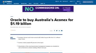 
                            9. Oracle to buy Australia's Aconex for $1.19 billion - CNBC.com