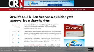 
                            9. Oracle's $1.6 billion Aconex acquisition gets approval ... - CRN Australia