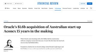 
                            12. Oracle's $1.6b acquisition of Australian start-up Aconex 15 years in the ...