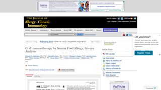 
                            8. Oral Immunotherapy for Sesame Food Allergy: Interim Analysis ...