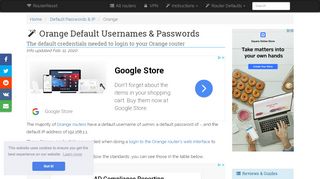 
                            7. Orange Default Password, Login & IP List (updated November 2018 ...