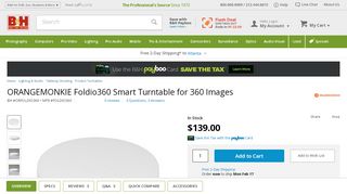 
                            13. ORANGEMONKIE Foldio360 Smart Turntable for 360 Images - B&H