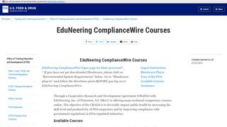 
                            4. ORAU > EduNeering ComplianceWire Courses - FDA