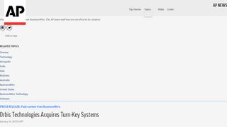 
                            10. Orbis Technologies Acquires Turn-Key Systems - AP News