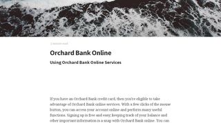 
                            2. Orchard Bank Online - Using Orchard Bank Online Services - Bill Pay ...