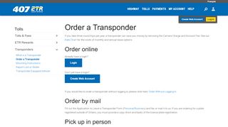 
                            11. Order a Transponder | 407 ETR