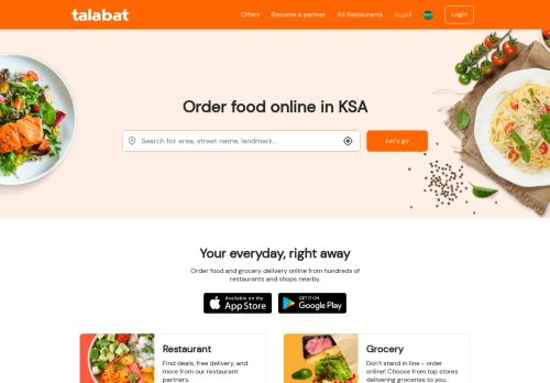
                            10. Order food online from delivery restaurants in KSA | Talabat
