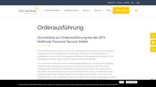 
                            2. Orderausführung - NFS Netfonds Financial Service GmbH